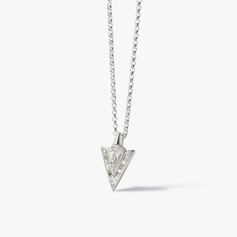 Flight 18ct White Gold Diamond Arrow Necklace | Annoushka jewelley